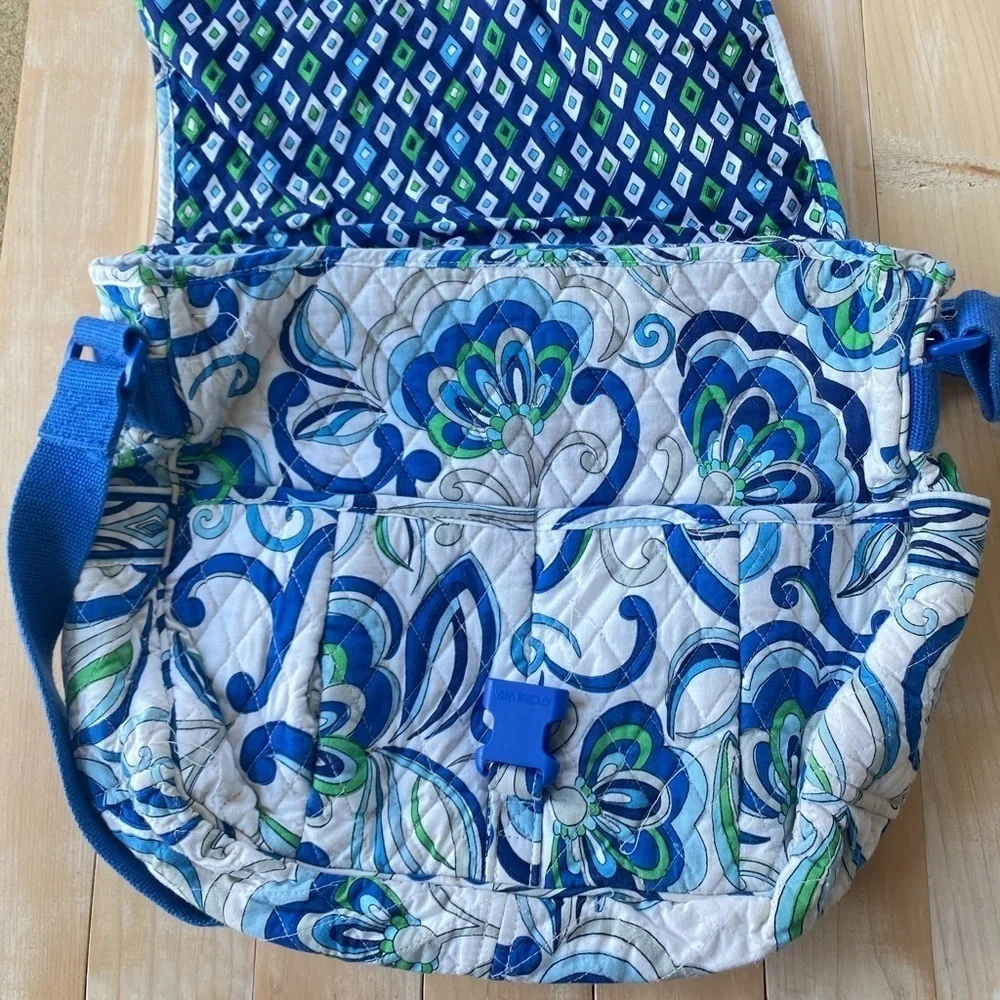 Vera Bradley Mediterranean White Messenger Bag Laptop Backpack Floral Shoulder